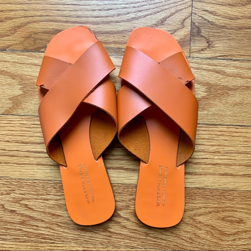 Saks Orange Leather Sandals